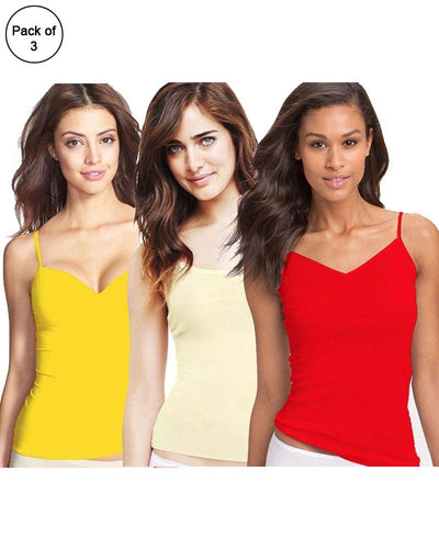 Pack of 3 Fancy Colourful Camisole for Girls - Mix Colours