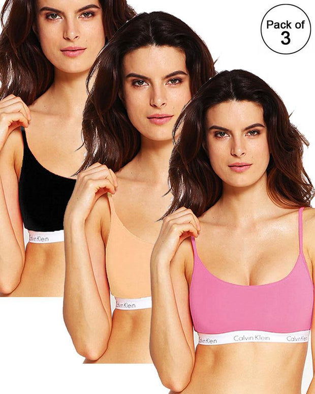 Pack of 3 - Sports & Jim, Yoga Non Padded Wirefree Bra For Ladies - Girls Sports Bra By Ck - Calvin Klein