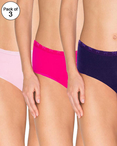 Pack of 3 - Sexy Soft Plain Cotton Panty For Ladies