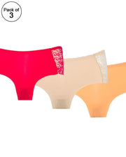 Pack of 3 - Embroidered Cotton Net Panty For Women