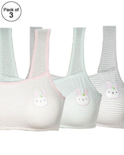 Pack of 3 -  Comforts Cotton Bra for Women, Wirefree Bra For Ladies