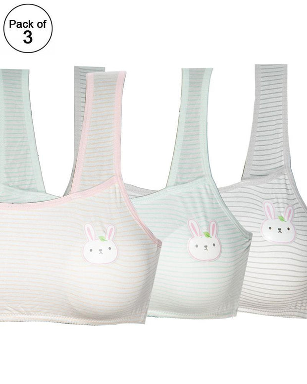 Pack of 3 -  Comforts Cotton Bra for Women, Wirefree Bra For Ladies