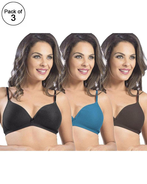 Pack of 3 - Sonari Omania Bra - Non Padded Non Wired - Imported Bra - Random Colors