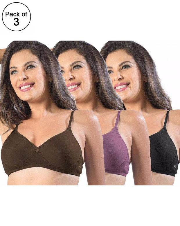 Pack of 3 - Sonari Smile Bra - Non Padded Non Wired - Imported Bra - Random Colors