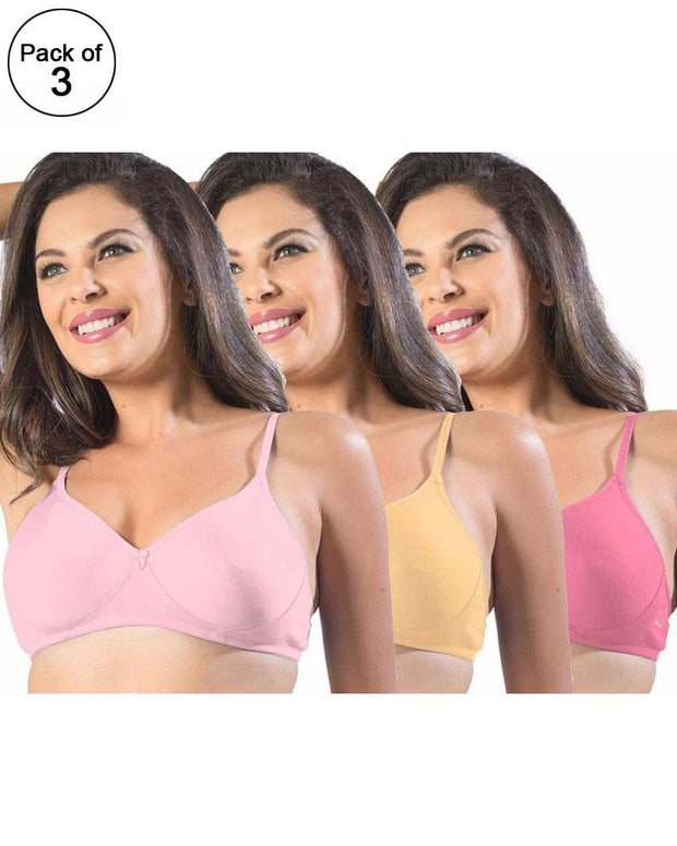 Pack of 3 - Sonari Smile Bra - Non Padded Non Wired - Imported Bra - Random Colors