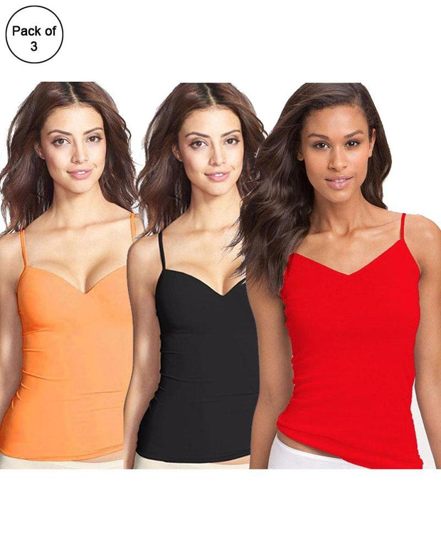 Pack of 3 Fancy Colourful Camisole for Girls - Mix Colours