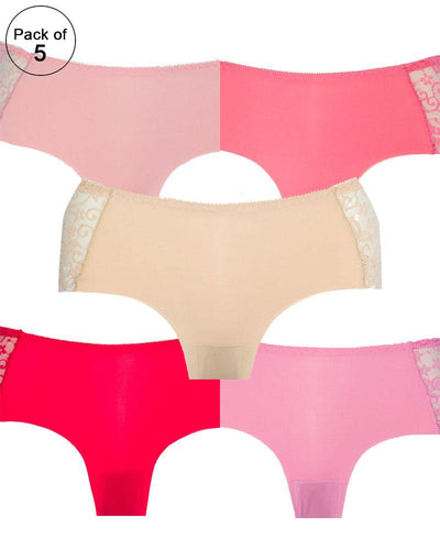 Pack of 5 - Embroidered Cotton Net Panty For Women