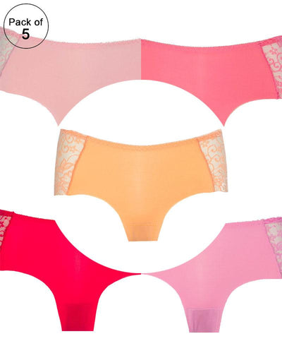 Pack of 5 - Embroidered Cotton Net Panty For Women