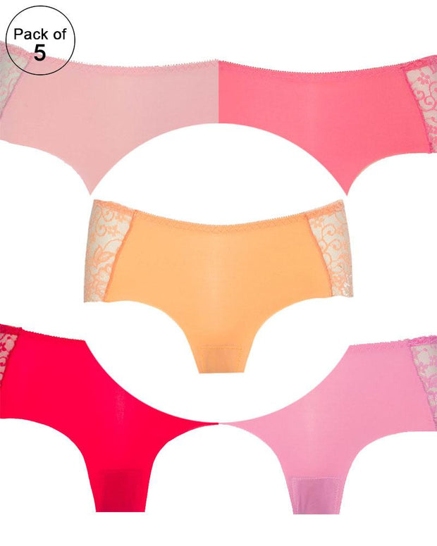 Pack of 5 - Embroidered Cotton Net Panty For Women
