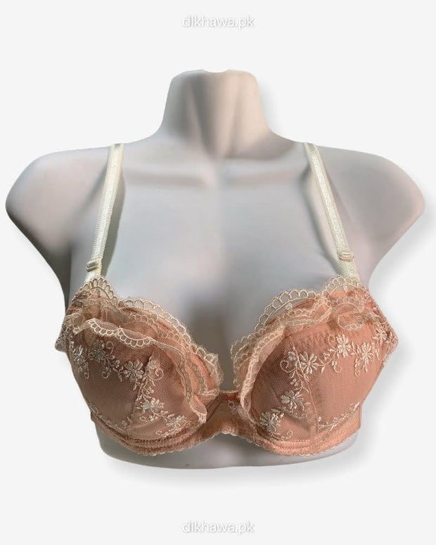 Imported Stocklot Branded  Net Pushup Bra - Underwired Bra  Non Padded Bra - Pack of 2