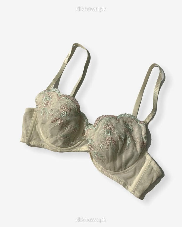 Imported Stocklot Branded  Net Pushup Bra - Underwired Bra  Non Padded Bra - Pack of 2