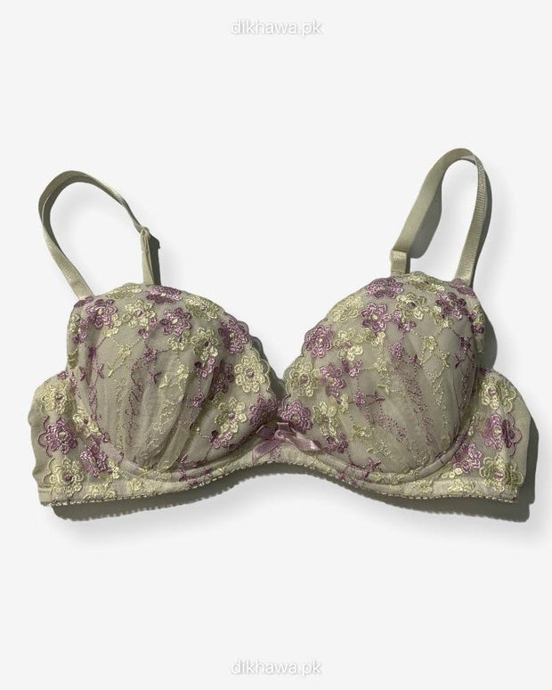 Imported Stocklot Branded  Net Pushup Bra - Underwired Bra  Non Padded Bra - Pack of 2