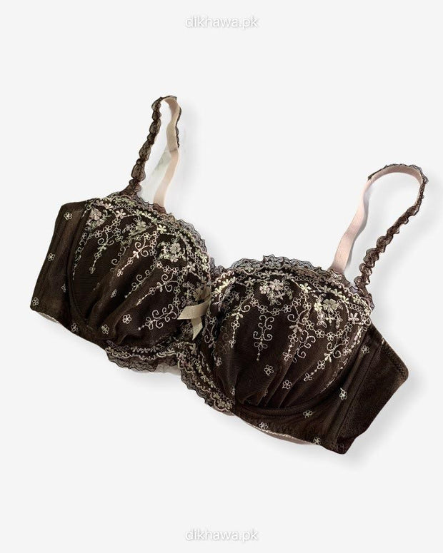 Imported Stocklot Branded  Net Pushup Bra - Underwired Bra  -Non Padded Bra - Pack of 2