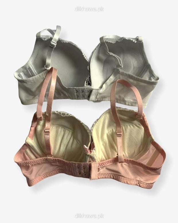 Imported Stocklot Branded  Net Pushup Bra - Underwired Bra  - Padded Bra - Pack of 2