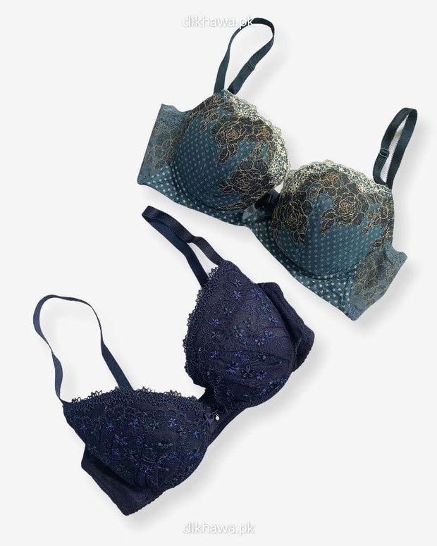 Imported Stocklot Branded  Net Pushup Bra - Underwired Bra  - Non Padded Bra - Pack of 2