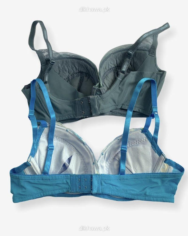 Imported Stocklot Branded  Net Pushup Bra - Underwired Bra  - Non Padded Bra - Pack of 2