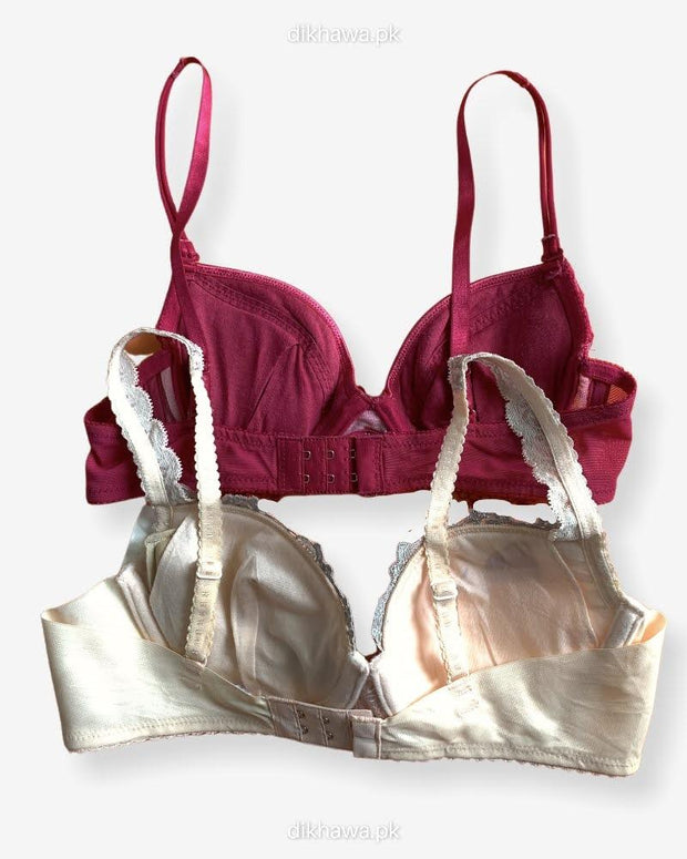 Imported Stocklot Branded  Net Pushup Bra - Underwired Bra  - Non Padded Bra - Pack of 2