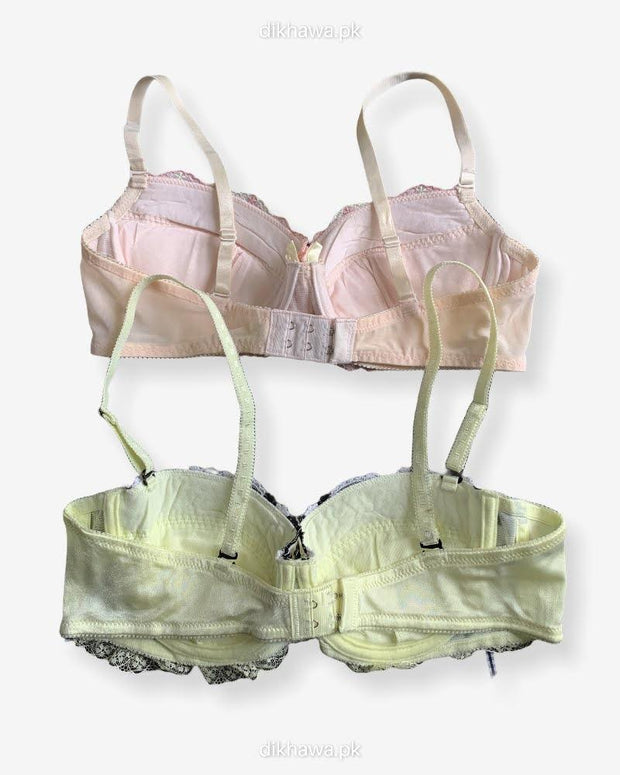 Imported Stocklot Branded  Net Pushup Bra - Underwired Bra  - Non Padded Bra - Pack of 2