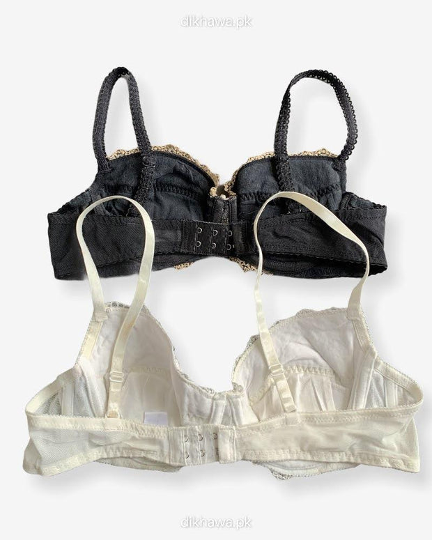 Imported Stocklot Branded  Net Pushup Bra - Underwired Bra  - Non Padded Bra - Pack of 2