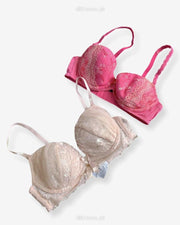 Imported Stocklot Branded  Net Pushup Bra - Underwired Bra  - Non Padded Bra - Pack of 2