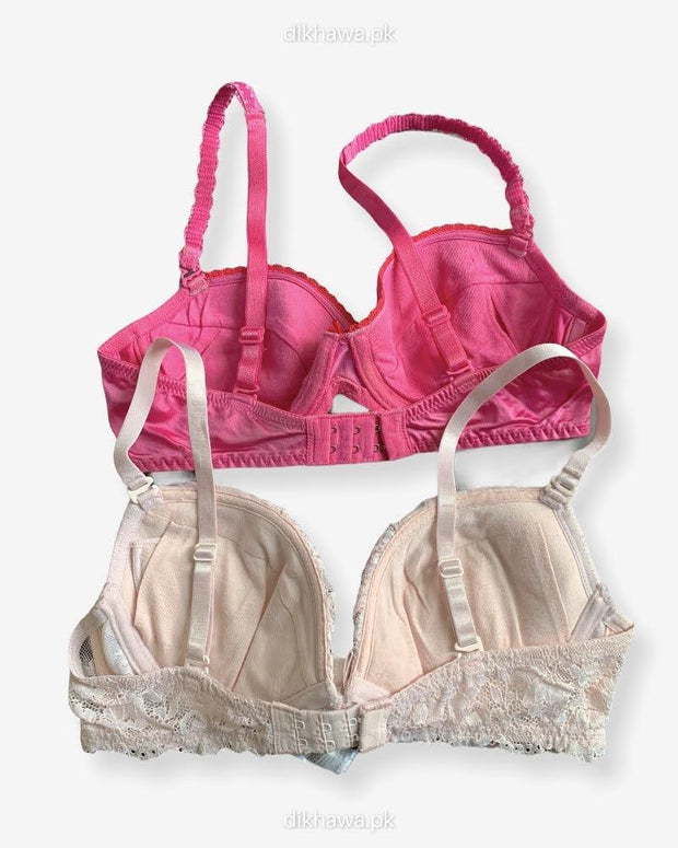 Imported Stocklot Branded  Net Pushup Bra - Underwired Bra  - Non Padded Bra - Pack of 2