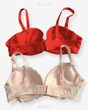 Imported Stocklot Branded  Net Pushup Bra - Underwired Bra  - Non Padded Bra - Pack of 2