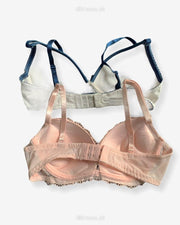 Imported Stocklot Branded  Net Pushup Bra - Underwired Bra  - Non Padded Bra - Pack of 2