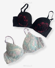 Imported Stocklot Branded  Net Pushup Bra - Underwired Bra  -Padded Bra - Pack of 2