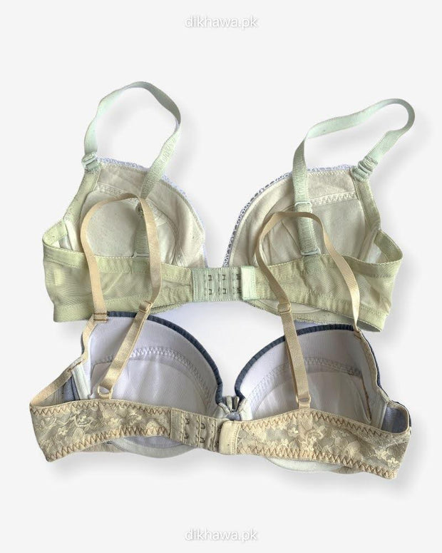 Imported Stocklot Branded  Net Pushup Bra - Underwired Bra  - Non Padded Bra - Pack of 2