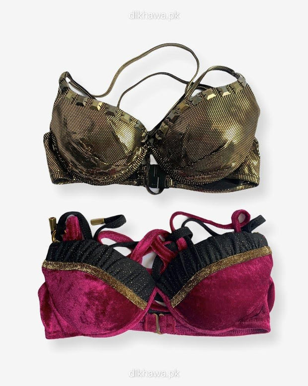 Imported Stocklot Branded  Net Pushup Bra - Underwired Bra  - Padded Bra - Pack of 2