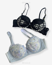 Imported Stocklot Branded  Net Pushup Bra - Underwired Bra  - Padded Bra - Pack of 2