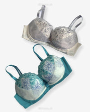 Imported Stocklot Branded  Net Pushup Bra - Underwired Bra  - Padded Bra - Pack of 2