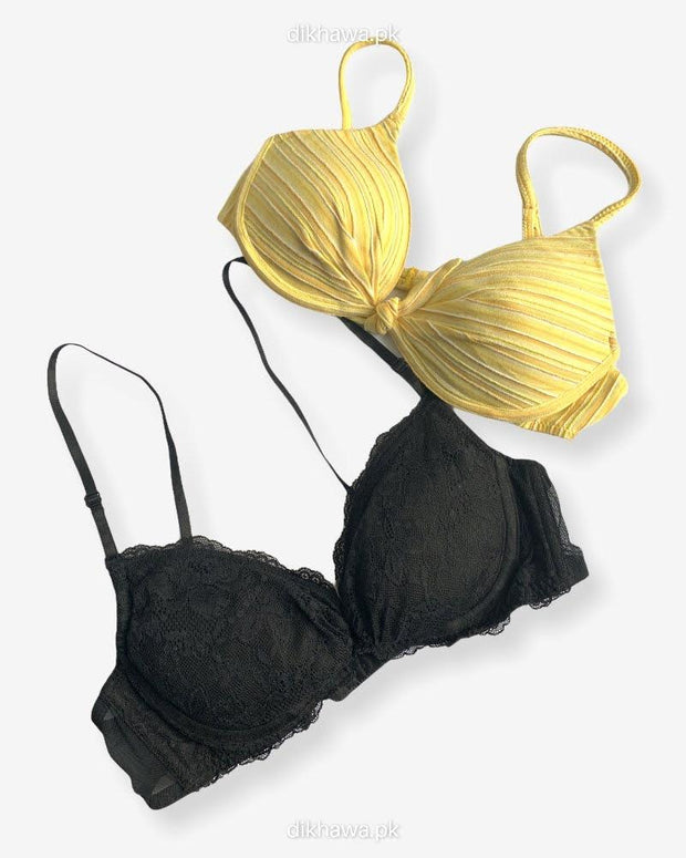 Imported Stocklot Branded  Net Pushup Bra - Underwired Bra  -  Padded Bra - Pack of 2