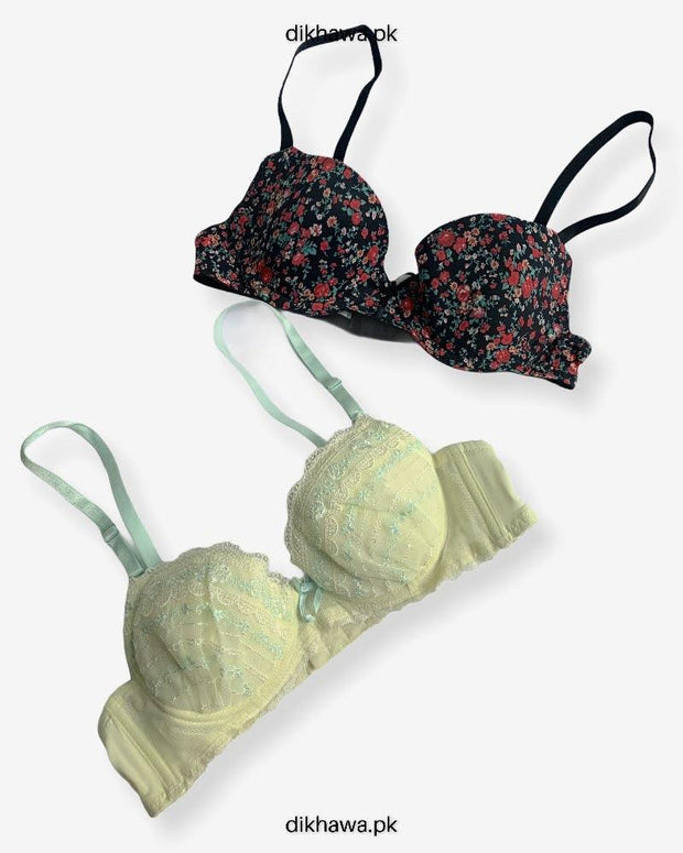 Imported Stocklot Branded  Net Pushup Bra - Underwired Bra  -  Non Padded Bra - Pack of 2