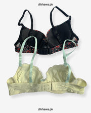 Imported Stocklot Branded  Net Pushup Bra - Underwired Bra  -  Non Padded Bra - Pack of 2