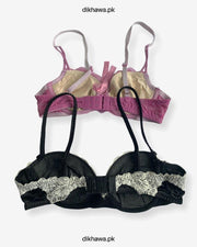 Imported Stocklot Branded  Net Pushup Bra - Underwired Bra  -  Non Padded Bra - Pack of 2