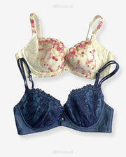 Imported Stocklot Branded  Net Pushup Bra - Underwired Bra  -  Non Padded Bra - Pack of 2