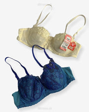 Imported Stocklot Branded  Net Pushup Bra - Underwired Bra  -  Non Padded Bra - Pack of 2