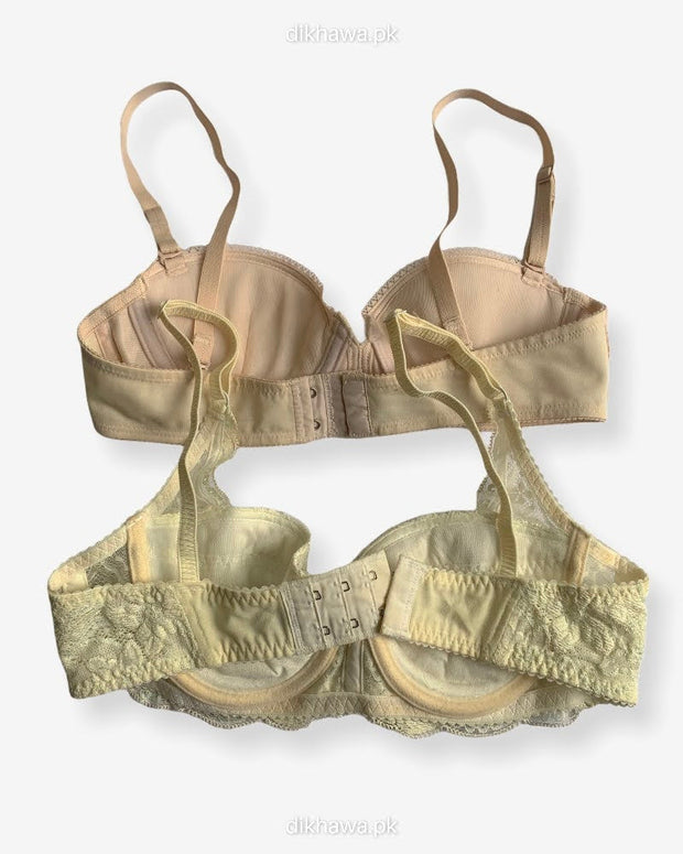 Imported Stocklot Branded  Net Pushup Bra - Underwired Bra  -  Non Padded Bra - Pack of 2