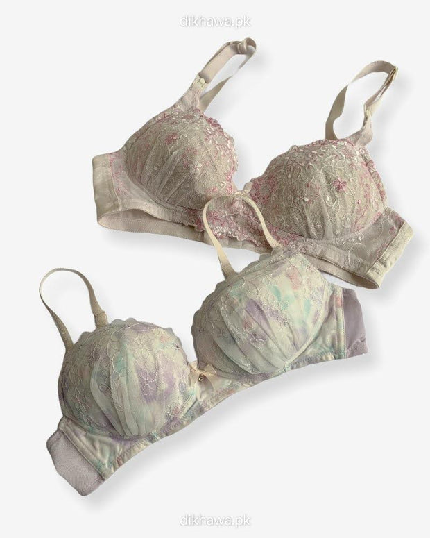 Imported Stocklot Branded  Cotton Pushup Bra - Non Wired Bra  -  Non Padded Bra - Pack of 2