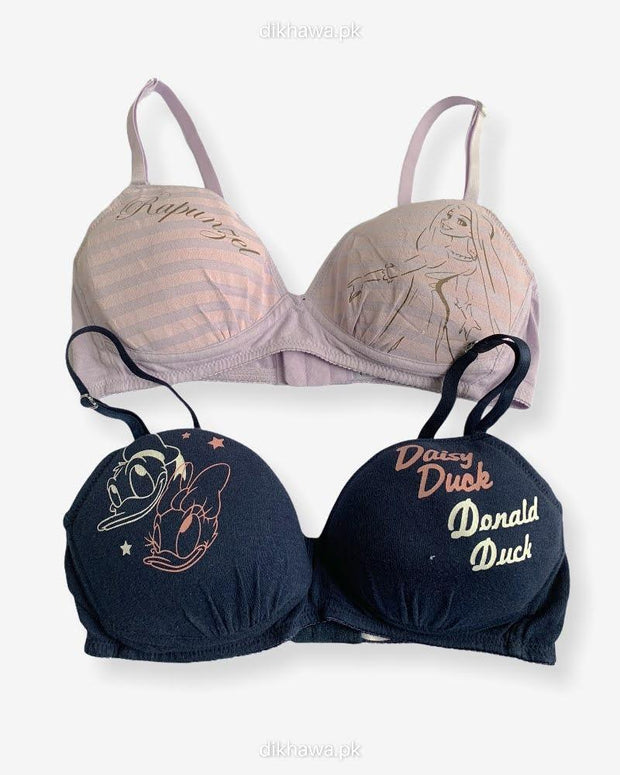 Imported Stocklot Branded  Net Pushup Bra - Non Wired Bra  -  Non Padded Bra - Pack of 2