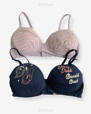 Imported Stocklot Branded  Cotton Pushup Bra - Non Wired Bra  -  Non Padded Bra - Pack of 2