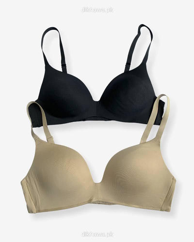 T-Shirt Bra - Soft Padded Imported Stocklot Branded Pushup Bra - Non Wired Bra - Non Padded Bra - Pack of 2