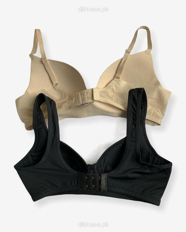 T-Shirt Bra - Soft Padded Imported Stocklot Branded Pushup Bra - Non Wired Bra - Non Padded Bra - Pack of 2