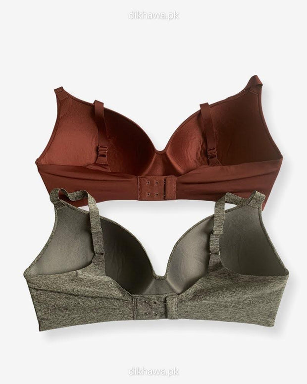 T-Shirt Bra - Soft Padded Imported Stocklot Branded Pushup Bra - Non Wired Bra -Single Padded Bra - Pack of 2