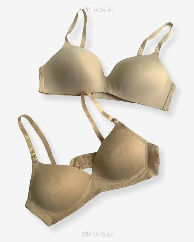 T-Shirt Bra - Soft Padded Imported Stocklot Branded Pushup Bra - Non Wired Bra -Single Padded Bra - Pack of 2