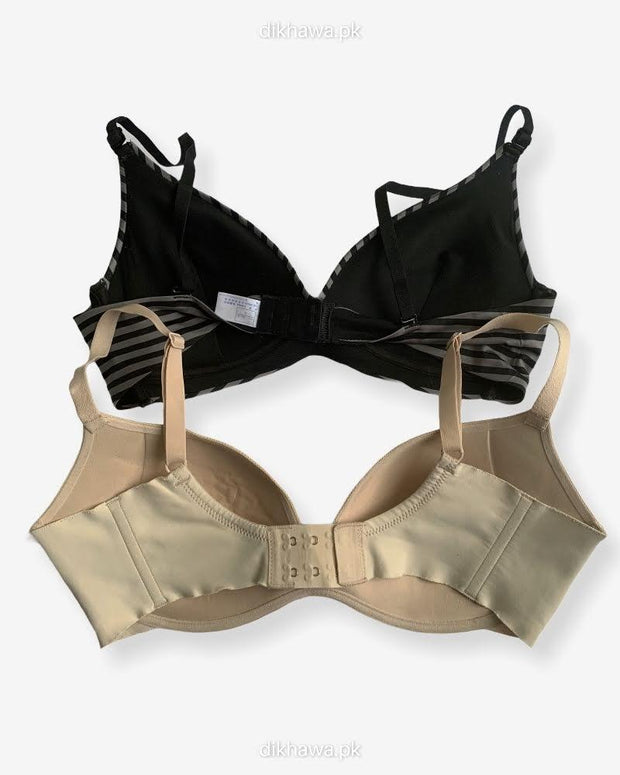 T-Shirt Bra - Soft Padded Imported Stocklot Branded Pushup Bra - Non Wired Bra -Single Padded Bra - Pack of 2