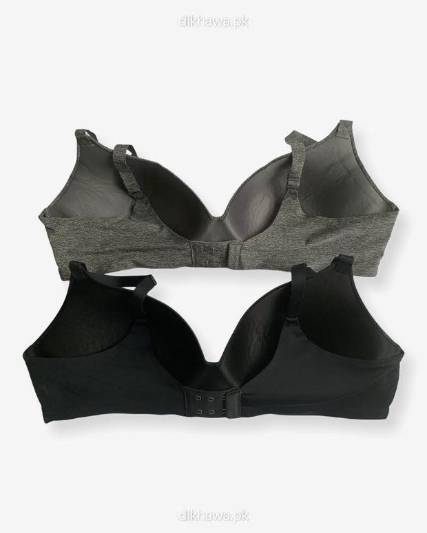 T-Shirt Bra - Soft Padded Imported Stocklot Branded Pushup Bra - Non Wired Bra -Single Padded Bra - Pack of 2