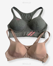 Non Padded Ladies Jogging Bra - Sports Bra - Soft Padded Imported Stocklot Branded Pushup Bra - Single Padded Bra - Pack of 2