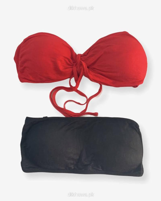 Pack off 2 - Women Tube Lightly Non Padded Bra - Strapless Sports Bra - Soft & Non Padded Bra